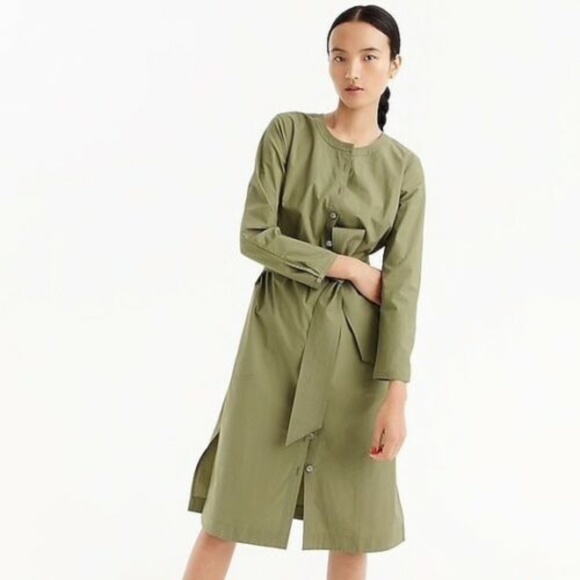 J.Crew Black Button Front Tie Waist Shirt Dress - Picture 2 of 9